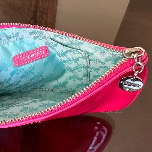 Swarovski Crystal Neon Pink Wristlet Purse Wallet Handbag Clutch - Picture 5 of 8